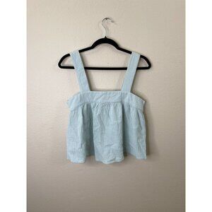 Joie Women’s Blue Sleeveless Button-Back Textured Cotton Top Small Casual Summer